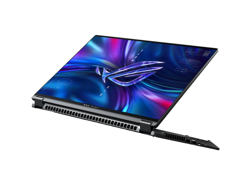 Rog Flow X16 in Stand Mode Nebular Hdr Display and Full Rear Zone Heatsink